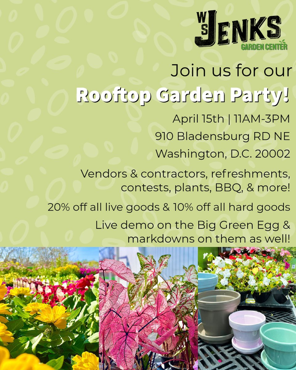 Mark your calendars for our annual Rooftop Garden Party on April 15th! Event is free and all are welcome to join. Plants, vendors, contests, BBQ &amp; more!