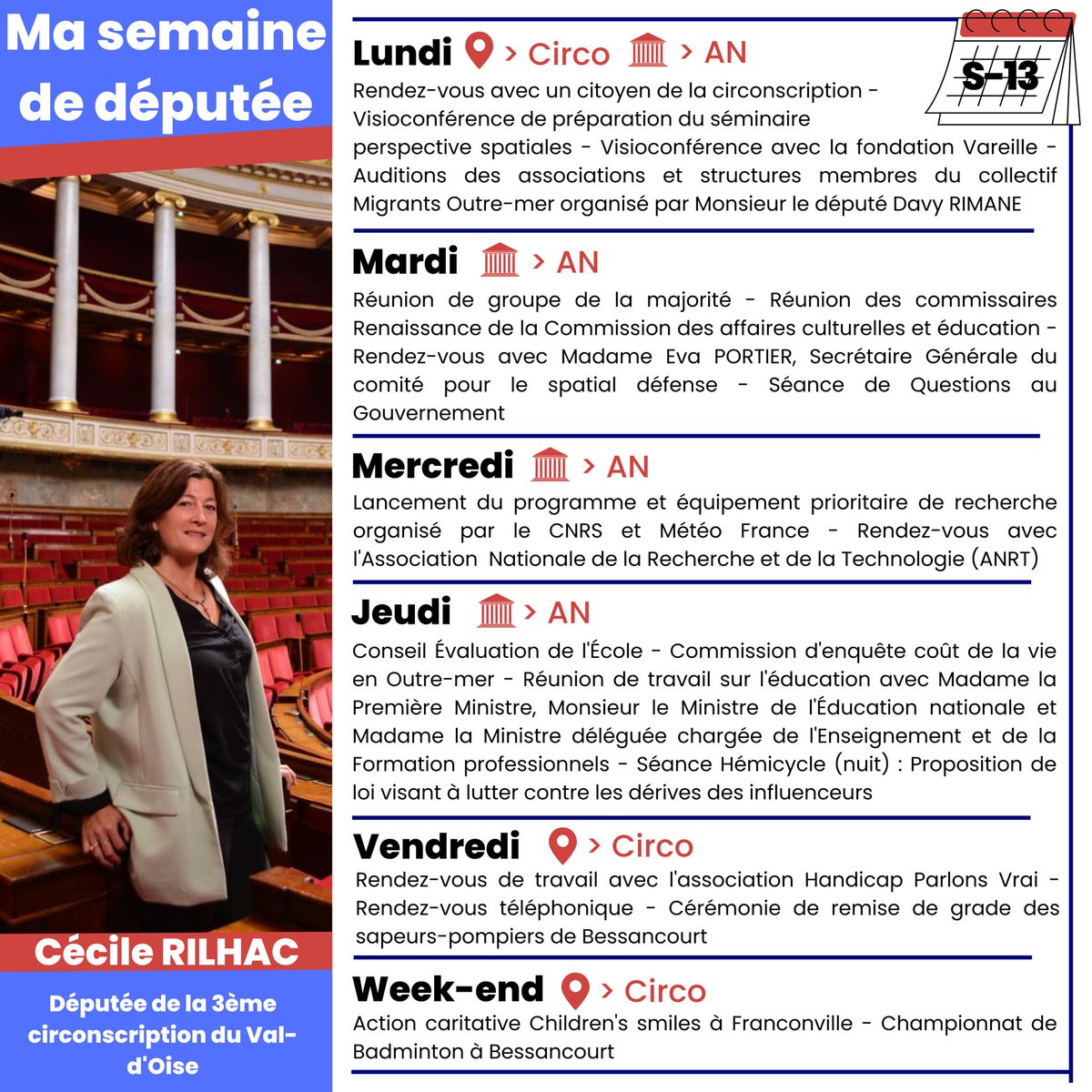 Cecile_Rilhac's tweet photo. 🔔Comme chaque semaine, retrouvez un résumé de mon activité de députée à l’Assemblée nationale et en circonscription ⤵️ https://t.co/hF2F7lxO11
