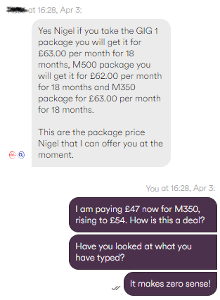 weaselchops's tweet photo. @virginmedia 
So my monthly price is going up.
I thought I would see what you can do as BT are a lot cheaper than you, for faster speeds!
You need to work on your retentions a little! https://t.co/I63Jv14D3v