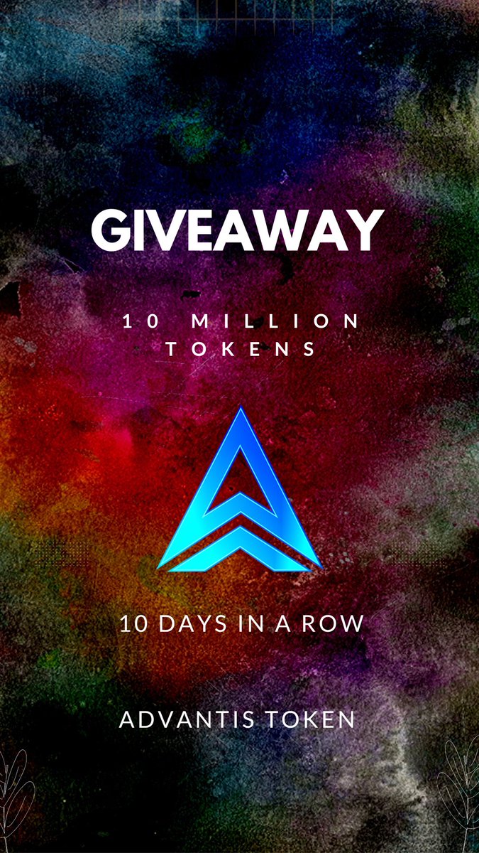 For next 10 days every day is giveaway day!!!  

I´m giving 10 million #Advantis tokens to one lucky winner every singe day!! 

To participate you must like, retweet, and follow me on twitter &amp; comment #advantis. 

First draw on April 4th

Good luck all!!

#DYOR &amp; Stay Safe