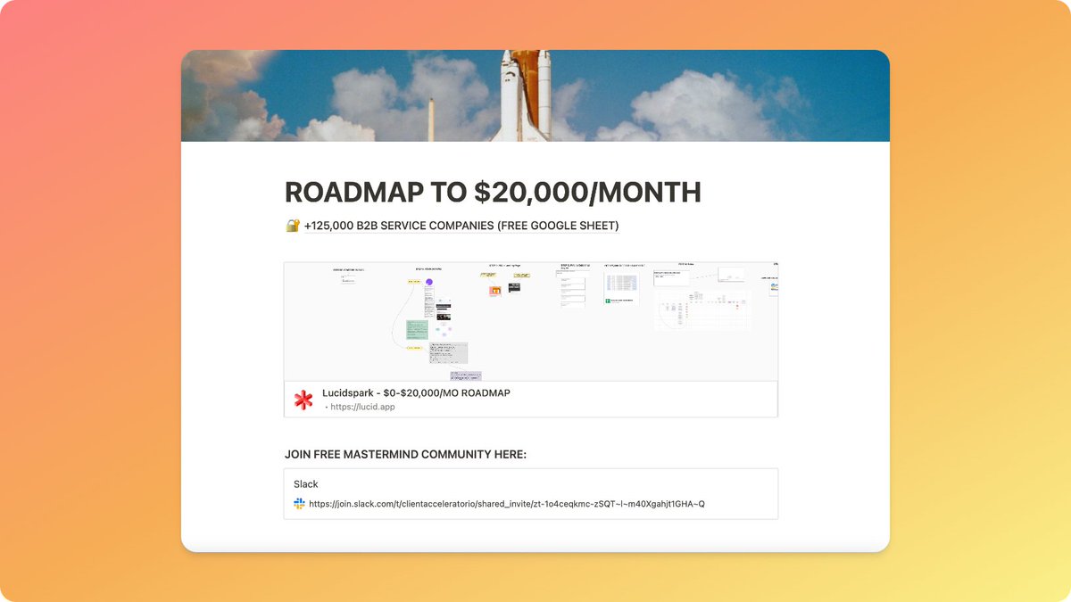 oliver_skaanild's tweet photo. 🚨🚨 Yo team it's finally here... 🚨🚨

I made a full $0-$20,000/month roadmap + a list of 125k B2B companies.

You get:
- +125,000 FREE B2B Companies
- Full $0-$20,000/mo Roadmap
- Mastermind Invitation

👉 Retweet  
👉 Comment ''20k''

And you'll get it!

(MUST BE FOLLOWING) https://t.co/luDUSOTOud