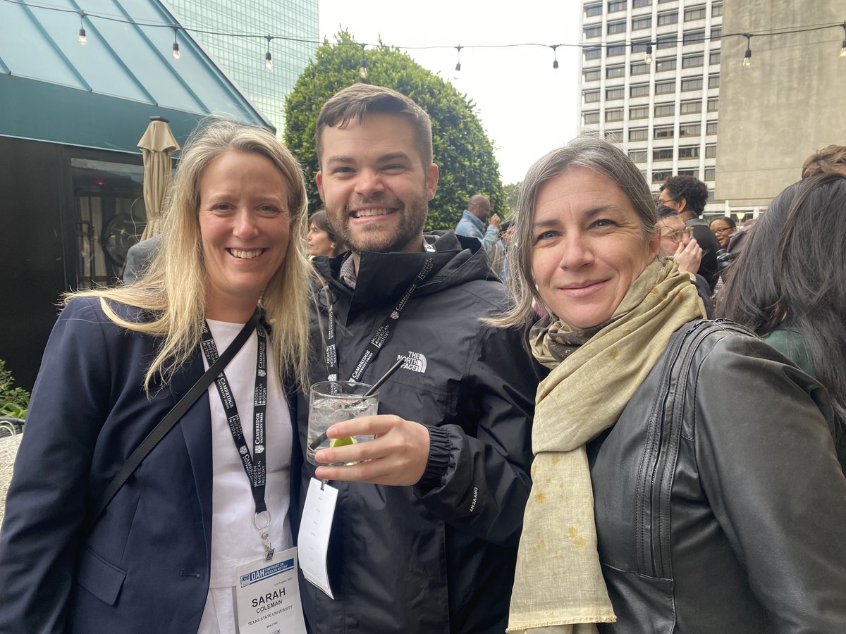 TXSTHistory's tweet photo. SIX members of the History Department attended #OAH2023 in LA. Drs. @TomAlter74, @sarahrcoleman6, @JohnMckiernan2, @pliley, and @JustinMRandolph all participated in panels. These covered the histories of immigration, sexuality, the carceral state, and labor. https://t.co/Uxt93MyaZB