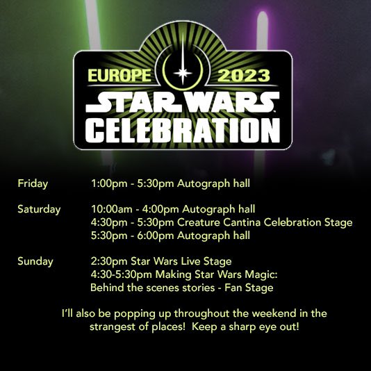 BrianHezza's tweet photo. Here’s my schedule for #StarWarsCelebration2023. I’ll also be popping up at various events, surprise panels and enjoying the weekend. Hope to see some of you there! #StarWars #SWCE2023 #SWCE #BB8 #BB8Droid https://t.co/7Yjuxbyc9m
