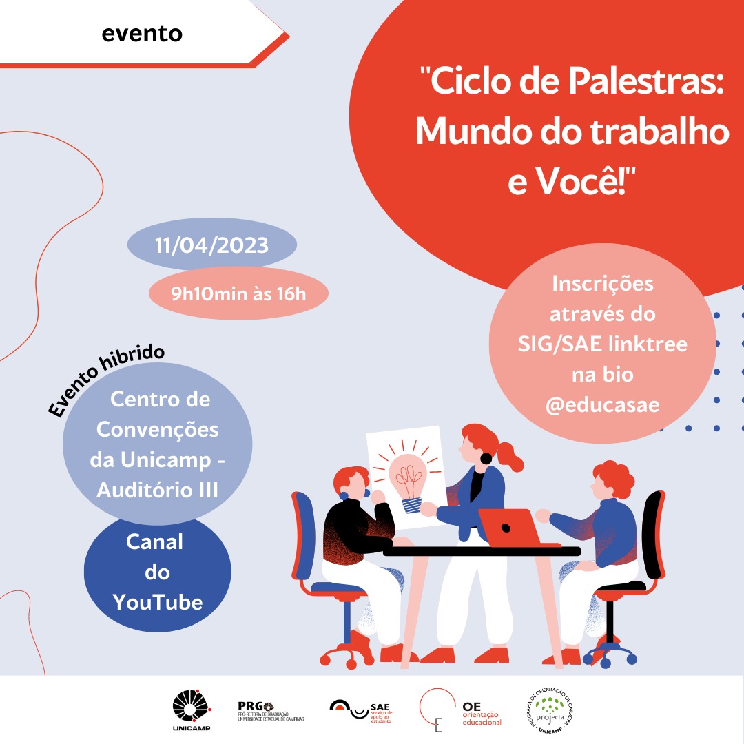 feagri's tweet photo. Palestras : “Ciência no Mundo do Trabalho e Você”
Serão palestras de um hora de duração sobre temas que expressam a relevância da ciência no mundo do trabalho, visando contribuir à construção da trajetória de carreira dos estudantes de graduação, no Centro de Convenções/Unicamp https://t.co/JbYR7njLuN