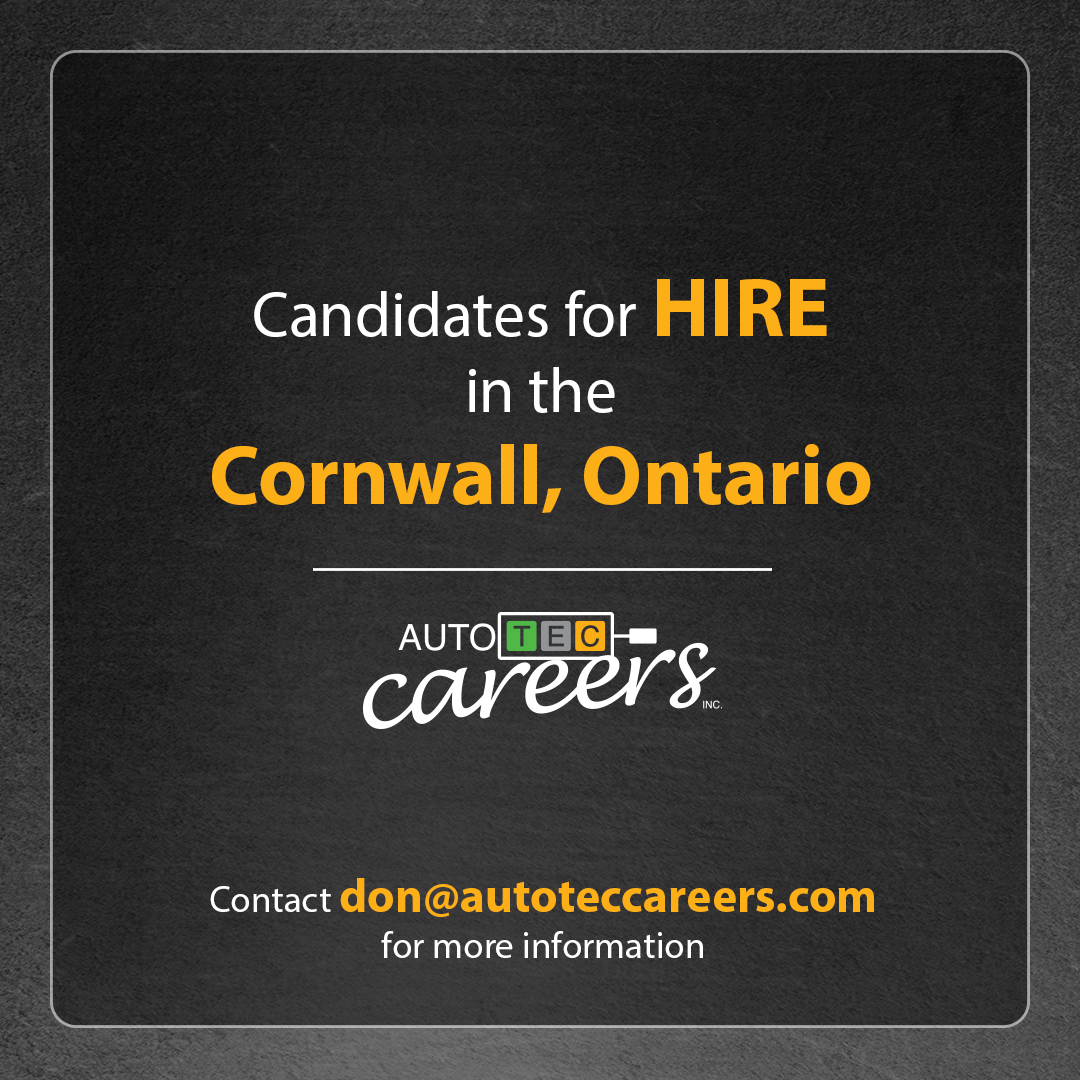 AutoTecCareers's tweet photo. Available automotive candidates for hire in the Cornwall, Ontario area!
Contact don@autoteccareers.com for more information and reference ‘Candidate for Hire’
#autoteccareers #automotive #mechanics #technicians #autoapprentice #apprentice #candidates #hire https://t.co/yqJc3UK0af