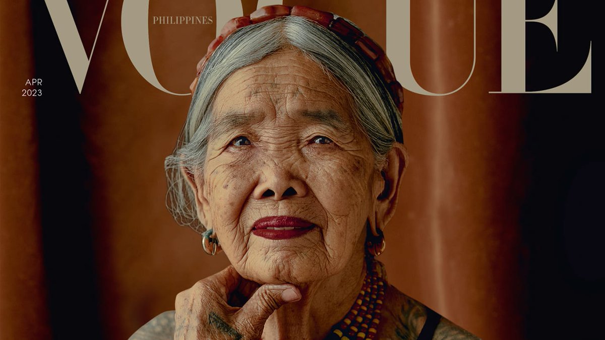 SimoneStolzoff's tweet photo. 10 years ago, I got my first (and only) tattoo from a 96-year-old tattoo artist in the rural Philippines.

This month, she became the oldest-ever Vogue cover model at age 106.

This is the story of the legendary Apo Whang-Od. https://t.co/QDoPOu9afx