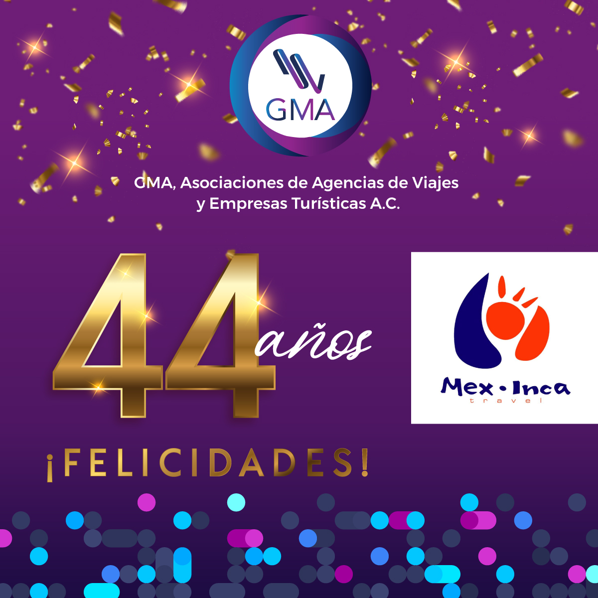 GMAMX2's tweet photo. GMA • ANIVERSARIOS
🙌🏻 Muchas felicidades a @MexIncaTravel por su Aniversario.
¡Les deseamos muchos años más de éxito y profesionalismo! 👏🏻
🎉 Saludos y felicitaciones a todo el equipo de Mex•Inca y en especial a nuestra querida Lourdes Muciño
#GMA #Aniversarios #MexINCA https://t.co/MLEyC7TOe9