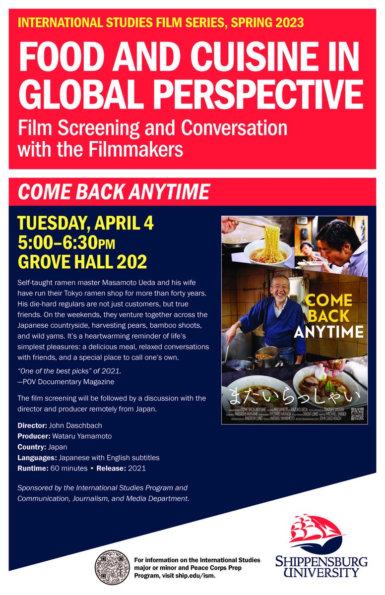 Join us Tuesday, April 4th at 5pm in Grove Hall 202 for the screening of Come Back Anytime AND a conversation with the filmmaker!!!