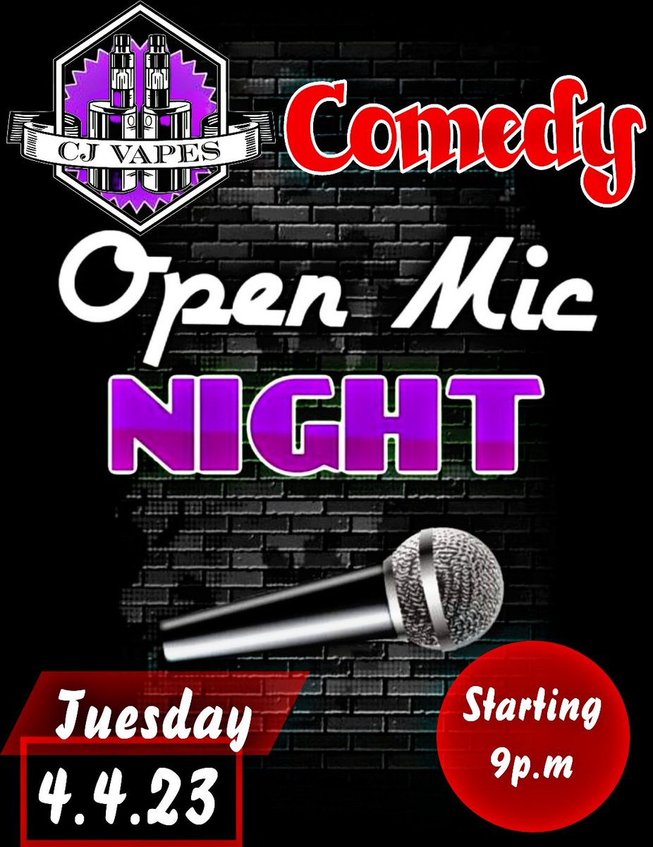 VapesCj's tweet photo. Bring your friends, bring your your family &amp; come out tomorrow night for a good time. 
Think you're funny ? Sign up &amp; let the crowd be the judge 👨‍⚖️
 It's always good vibes at CJ"s so you're guaranteed to have a great time!
   #openmicnight #comedyshow #comedynight #nightlife https://t.co/3m6I7fxlip