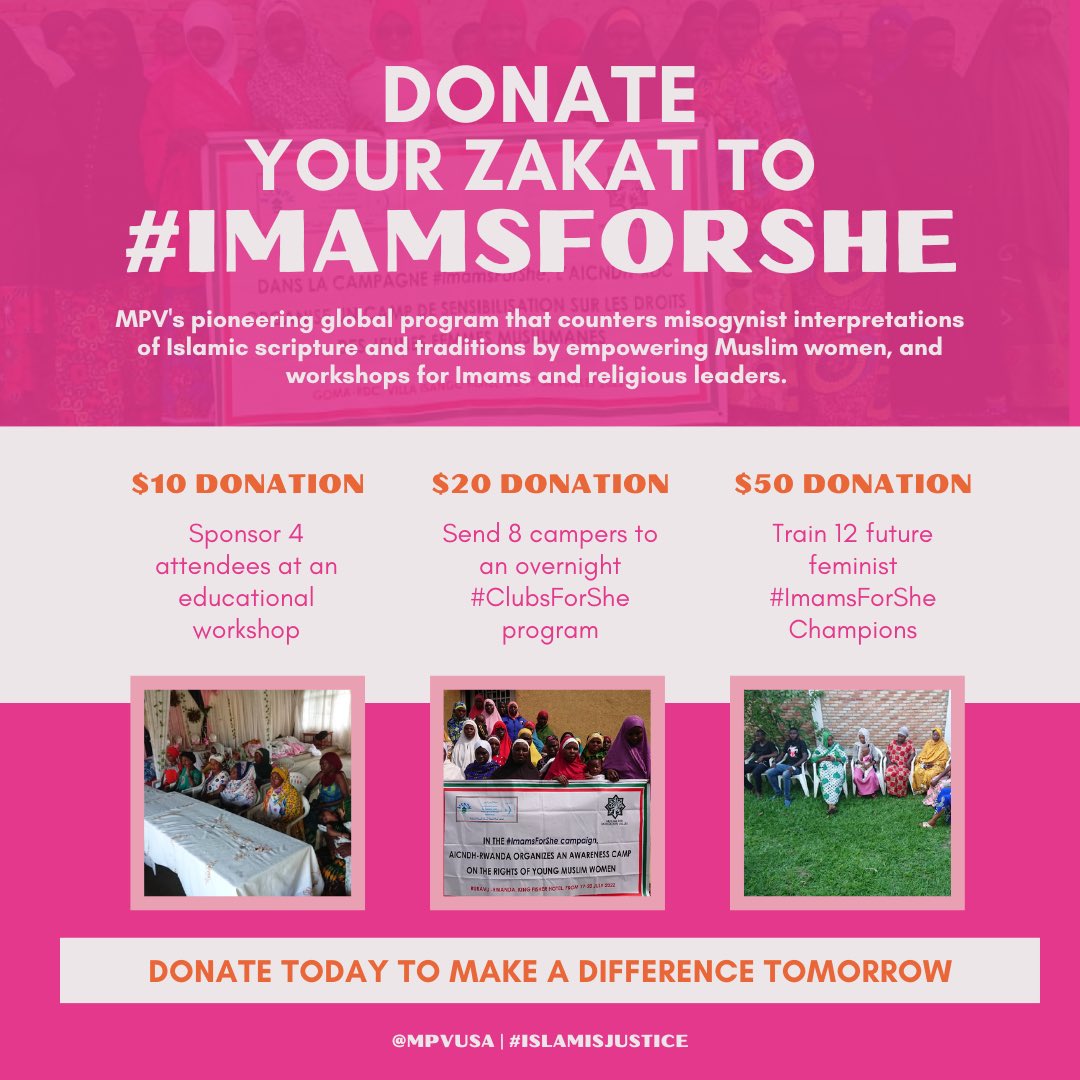 mpvusa's tweet photo. Women's History Month may be over but that doesn't mean your support for women and girls across the world should end.
This Ramadan, donate your Zakat to #ImamsForShe to commit to supporting gender equality in the ummah today!
Donate here: https://t.co/GPe6ynLdwm
#ImamsForShe https://t.co/eBpUIm0YeM