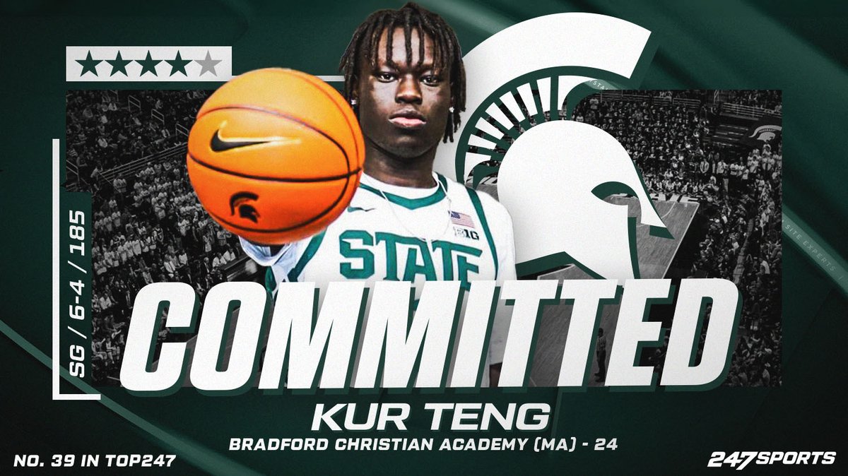 Kur Teng, a top-40 prospect in the national class of 2024, just announced his commitment to Michigan State live on <a href="/247Sports/">247Sports</a>. 

Full story: 247sports.com/Article/colleg…