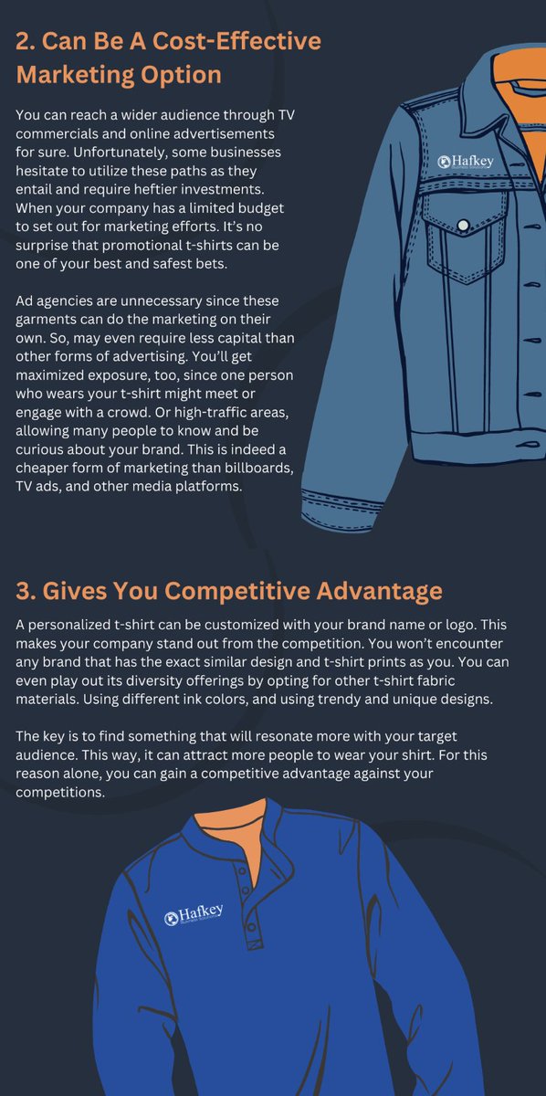 HafkeyBS's tweet photo. The promotional and marketing world is saturated with ideas that can help you and your company. 

This week, let's look at five reasons why promotional shirts are hot in the market!

#promotionalshirts #tshirts #promotionalideas #promo #printandpromo #graphicdesign #chicago https://t.co/z98RVDfVsh