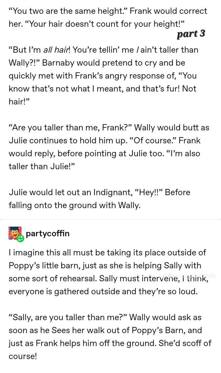 JoseTheCreator2's tweet photo. I only dropped here to show you all this really cute short story of wally darling learning for the first time that he's short
#WelcomeHome #welcomehomearg #welcomehomepuppetshow #WelcomeHomeWally https://t.co/Qxmg67jd3X