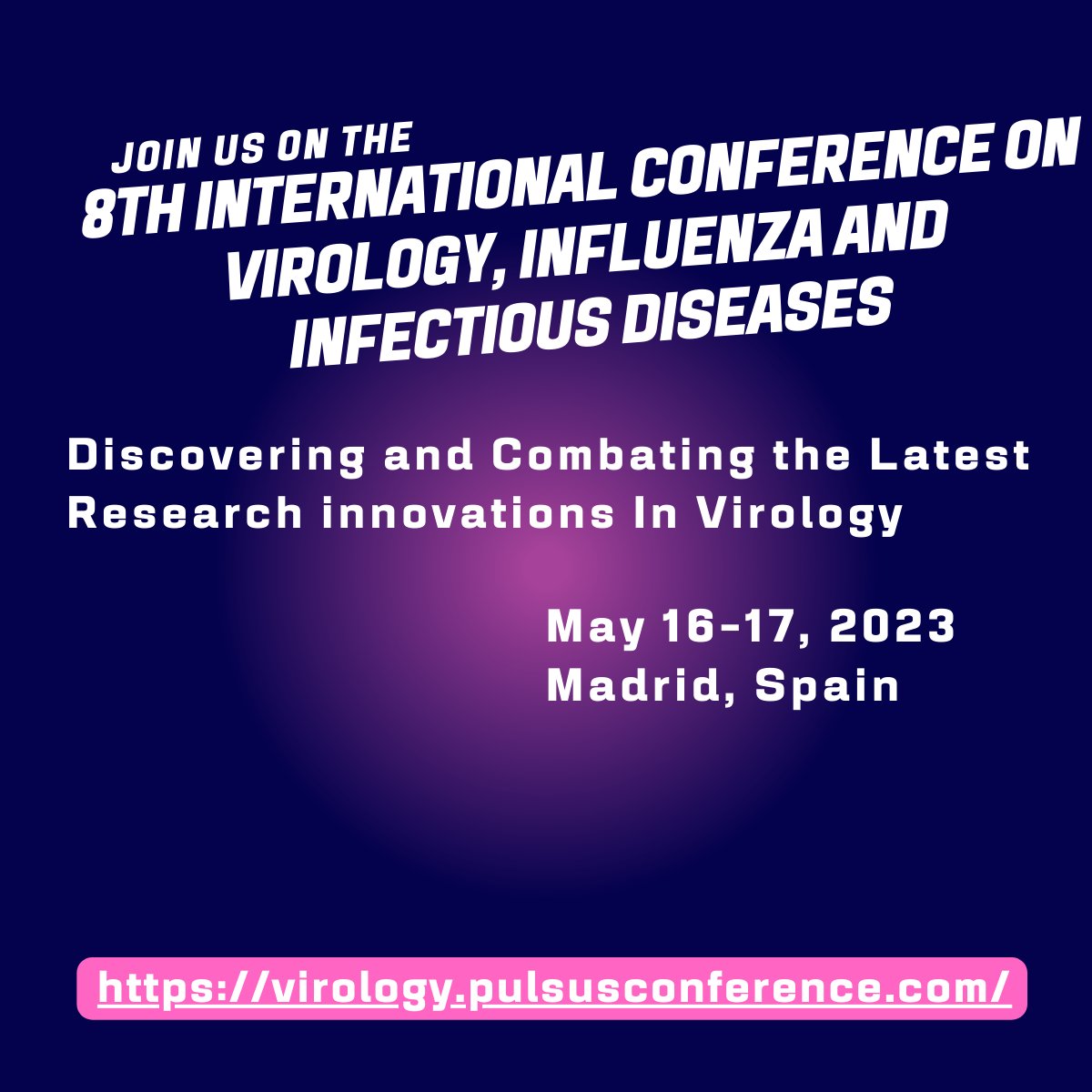 JordanD01835552's tweet photo. Join Us on the greatest Virology event of the Year 2023
#virology #Microbiology #Conference #Contactme #pathology #virology2023 #support #Spain #Madrid #joinus #Oncology https://t.co/AyC7rLNRLL
