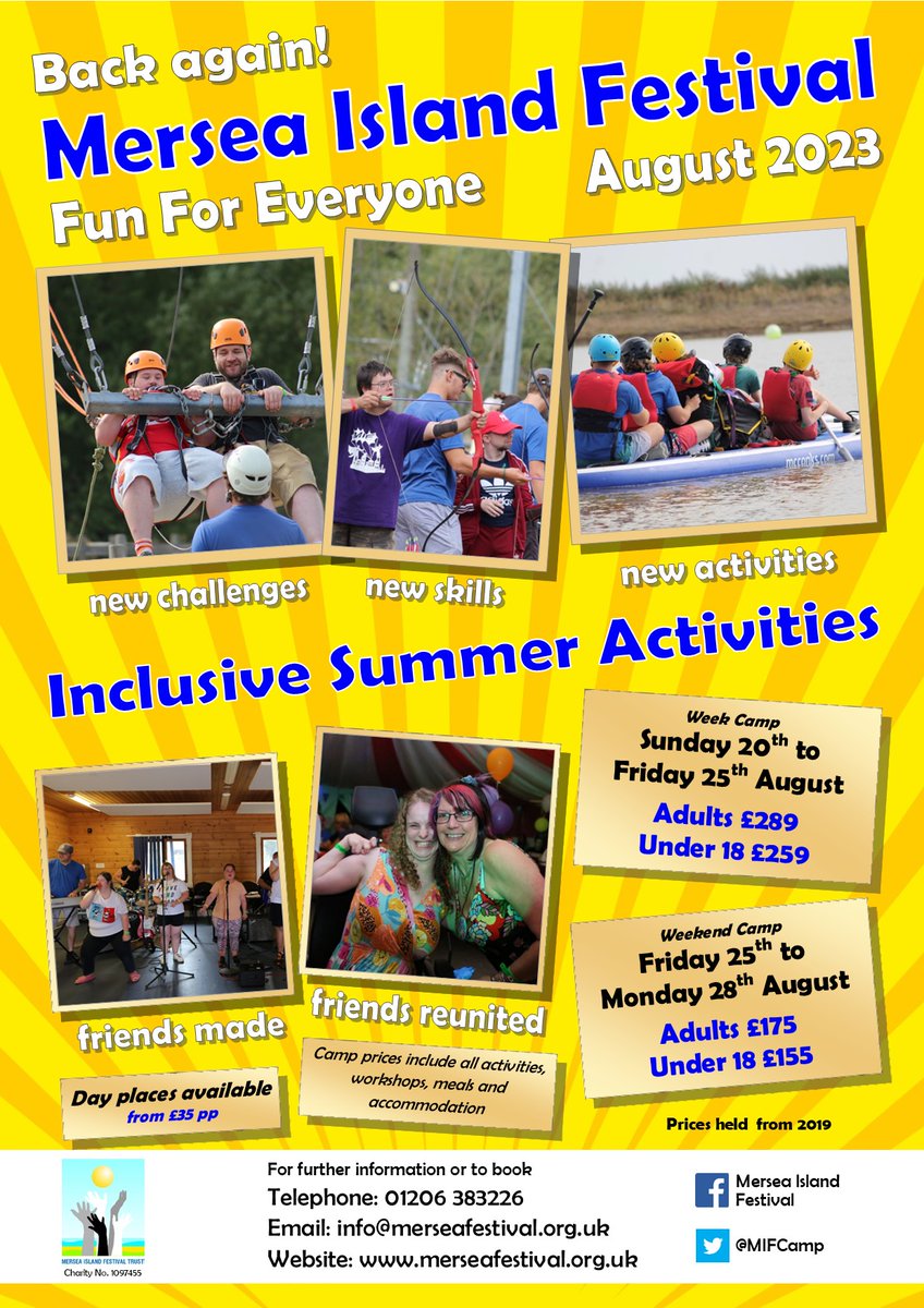 MIFCamp's tweet photo. It's the Easter break but we're looking forward to our summer holiday and the Mersea Island Festival! We're 'aiming' for another great week! COME AND JOIN US!! Visit https://t.co/oMsWl6HhLE https://t.co/wCKMXEYmBU