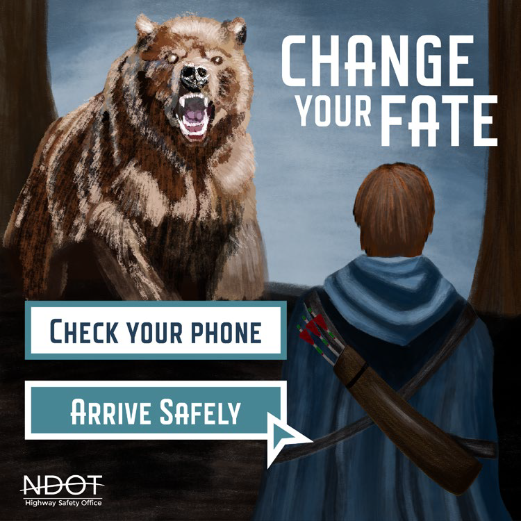 Adventurer, beware! Looking at your phone 📱📱for just a second can be the difference between life and death. ☠#UDriveUTextUPay #DriveSmartNE #NebraskaHighwaySafety #BuckleUpPhoneDown @DCSheriffNE