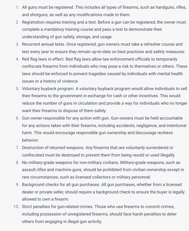 A 10 Pt Plan for Treating #Guns like Cars

1/10 All guns must be registered. This includes all types of firearms, such as handguns, rifles, and shotguns, as well as any modifications made to them. 🧵#gunregistration #GunSafetyNow