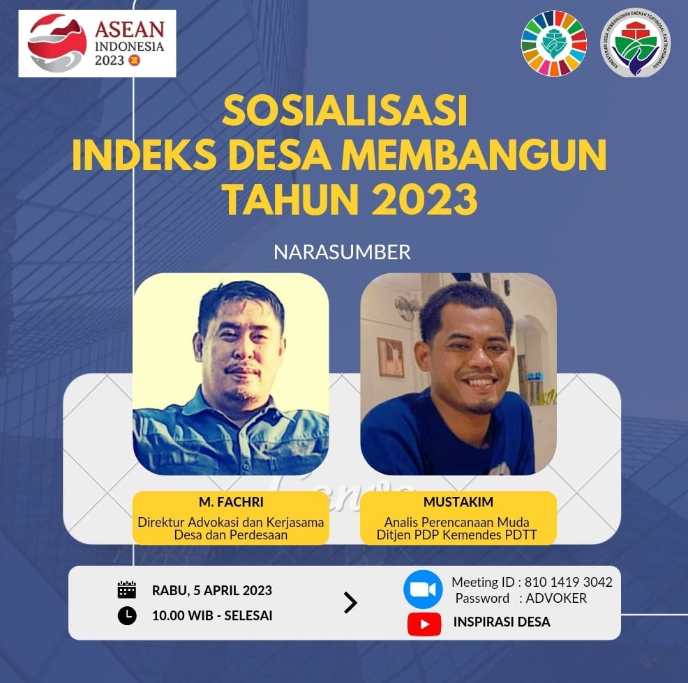 Hai ... Sahabat2 TPP, ayoo kita ikuti dan sukseskan Kegiatan SOSIALISASI INDEKS DESA MEMBANGUN 2023 'wujudkan desa tangguh, mandiri dan berdaulat' #IDM2023 @halimiskandarnu @fachrilabalado @tppkemendes @reka_putra @EdyBerdesa