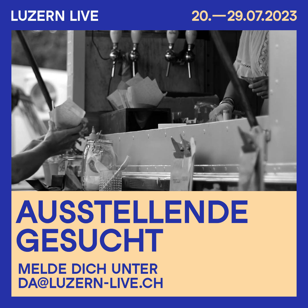 luzernlive's tweet photo. Achtung, Achtung! Wir suchen jetzt noch wenige Ausstellende für Food und Produkte. Bist du interessiert, am LUZERN LIVE 2023 mitzuwirken? Dann bewirb dich jetzt unter https://t.co/3bIeS8FLpp! 🤗 #luzernlive https://t.co/wg95Vfc00i