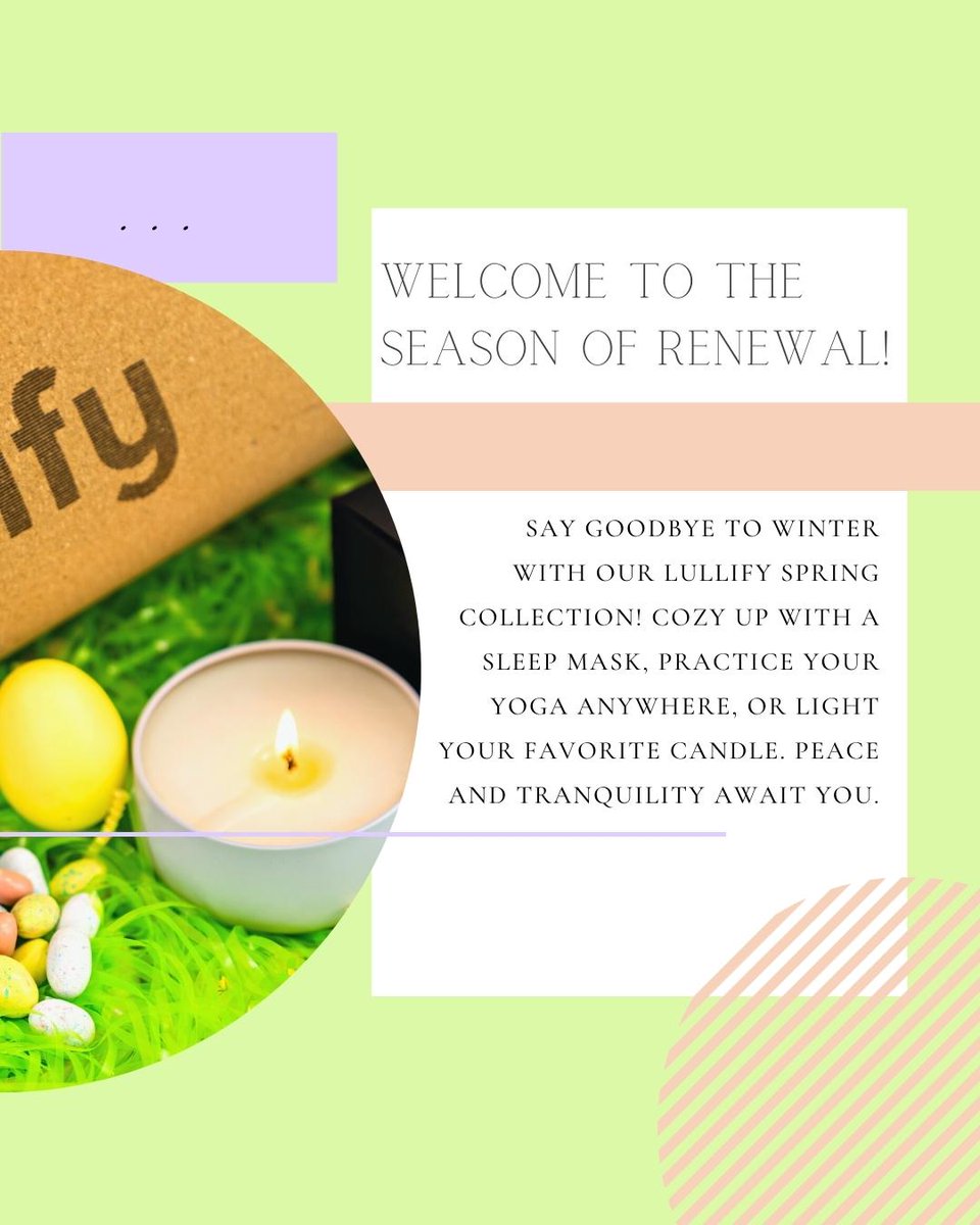 LullifyDotCom's tweet photo. Ready to treat yourself to a little ‘me time’ and get lost in relaxation this spring? Shop your look with our Lullify Spring Collection to give your zen time an extra boost! The Lullify sleep mask, yoga mats, candles, and more will have you feeling like a new you in no time! https://t.co/K82euW5kUe