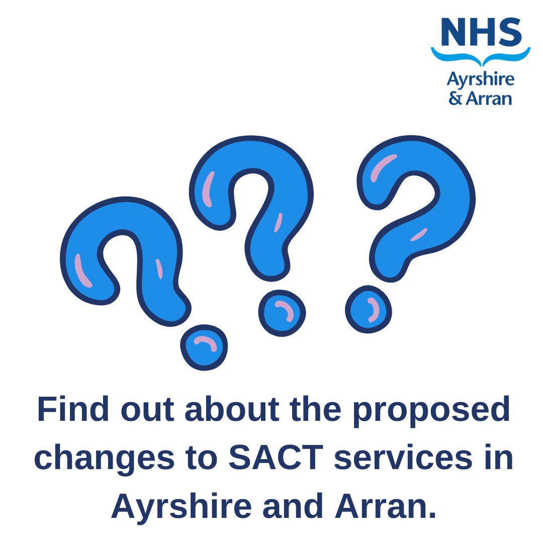You can find out about the proposed changes to Systemic Anti-Cancer Therapy (SACT) services in Ayrshire and Arran by visiting our website. jointheconversation-nhsaaa.co.uk/hub-page/sact-…. You will also find many ways to get involved and share your views.