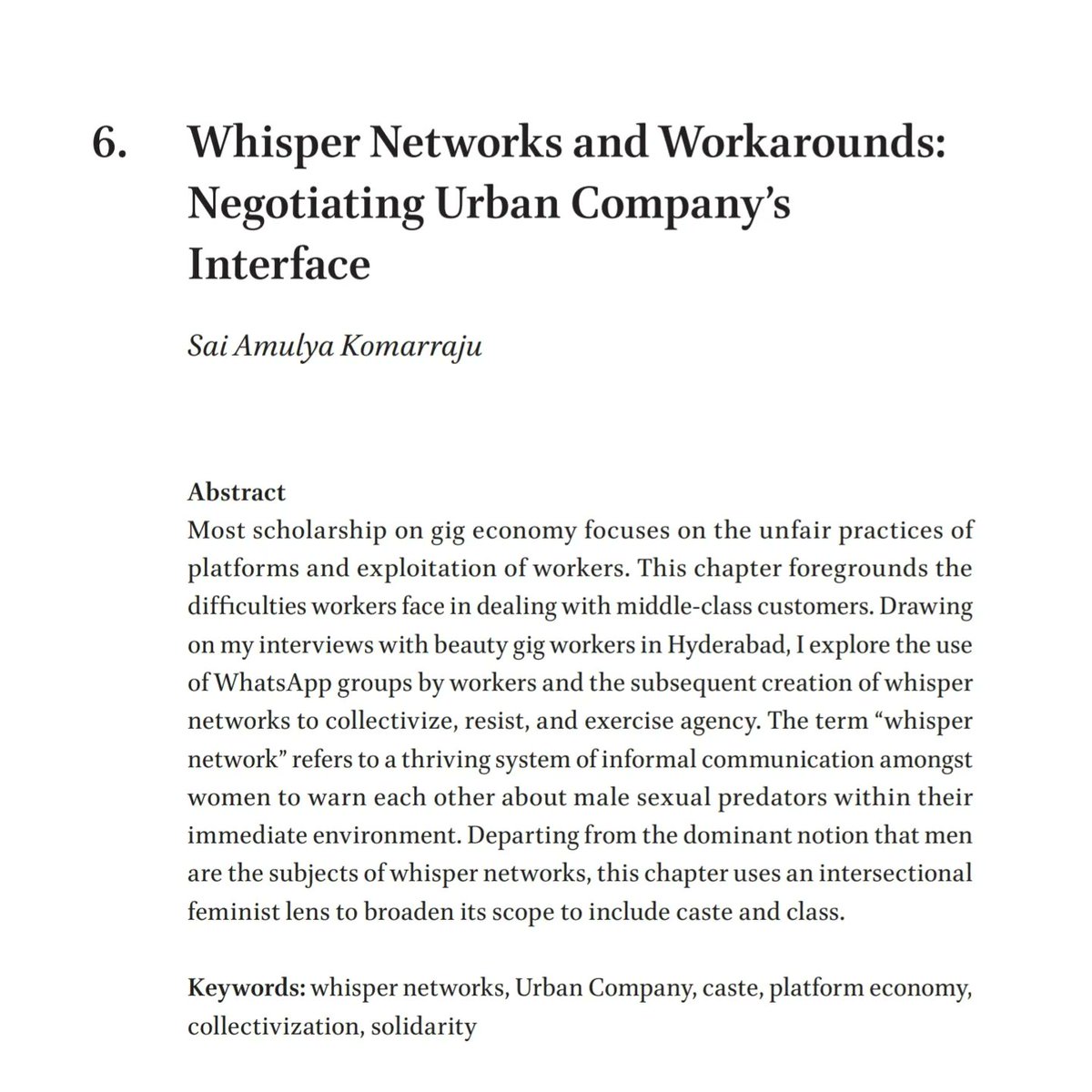 AmulyasaiK's tweet photo. Based on my work @FemlabC, I argue that #workerprotests can take many forms and an intersectional feminist lens is necessary to understand and honor how working class women from non-dominant castes resist exploitation by both platforms and customers #whispernetworks #FutureofWork https://t.co/0LczdK87L6
