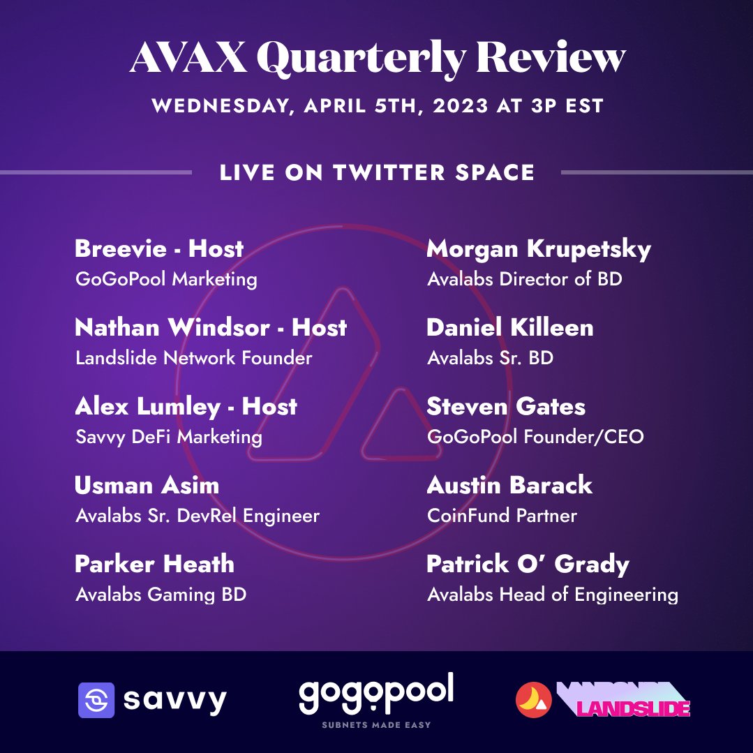 hypha_sh's tweet photo. 🔺 AVAX Q1 Review 🔺

@avalancheavax partnered with some of the most influential companies in tech and gaming in Q1 like:
- AWS
- TSM
- Loco

So we got together some of your favorite @avalabsofficial builders to talk about it

Set reminder: https://t.co/W8220DWUaS

Speakers🔽: https://t.co/5zX4kgybGF