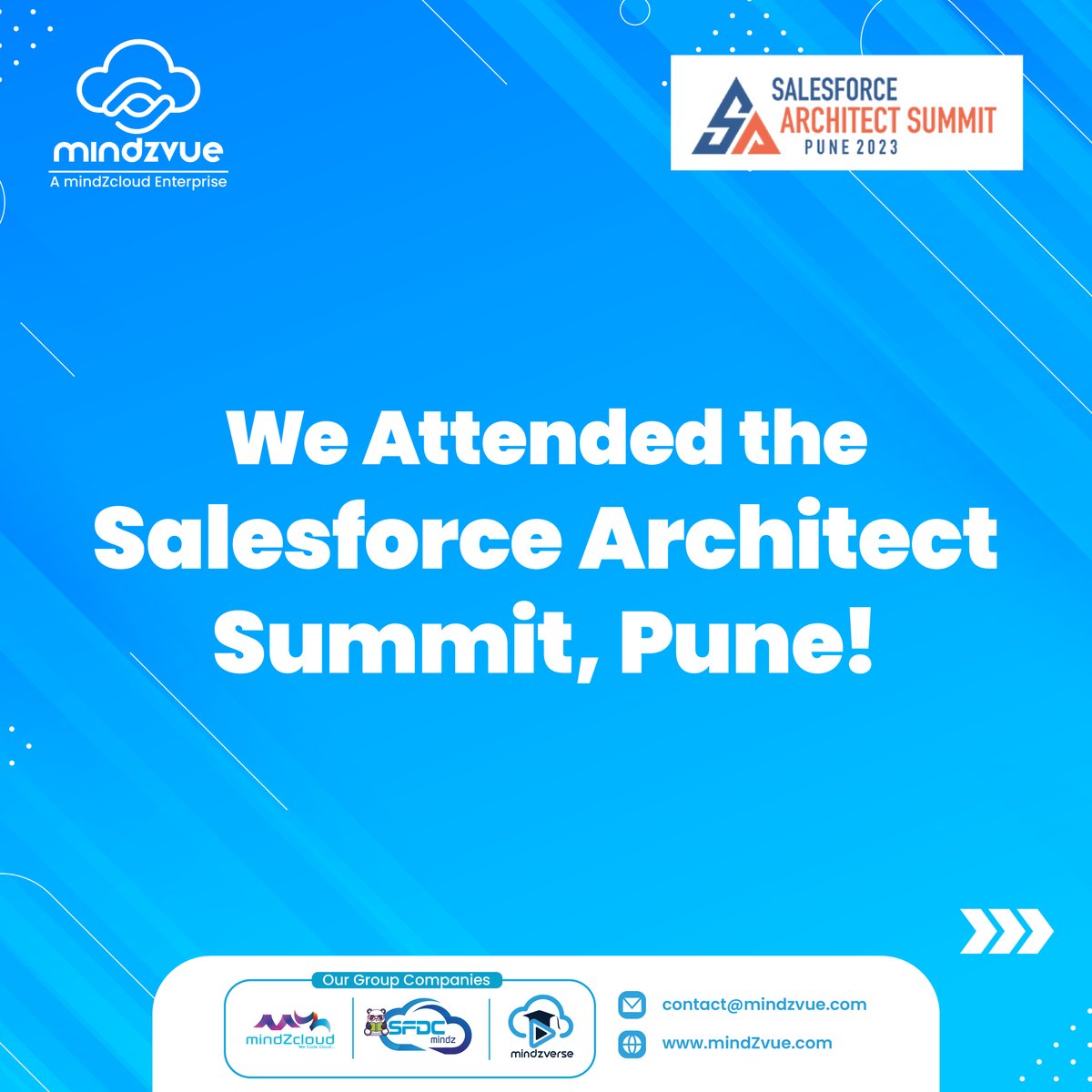 MindZvue's tweet image. Learning &amp;amp; experiential weekend at the Salesforce Architect Summit, Pune. Greatest appreciation to the organizers to create a top notch event experience. Also it would be an understatement but we were the most surrounded sponsor. 
#Salesforce #Salesforceevents #Trailblazers