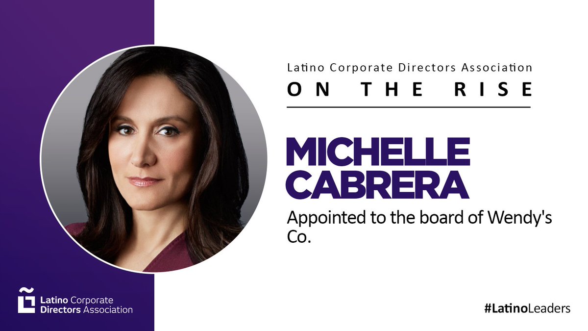 Congratulations to #LCDAMember, Michelle Caruso-Cabrera, on her recent appointment to the board of <a href="/Wendys/">Wendy’s</a> Co. (NASDAQ:WEN).

Learn More: bit.ly/3K8v1Ob 

#LatinaLeaders #LCDAOnTheRise