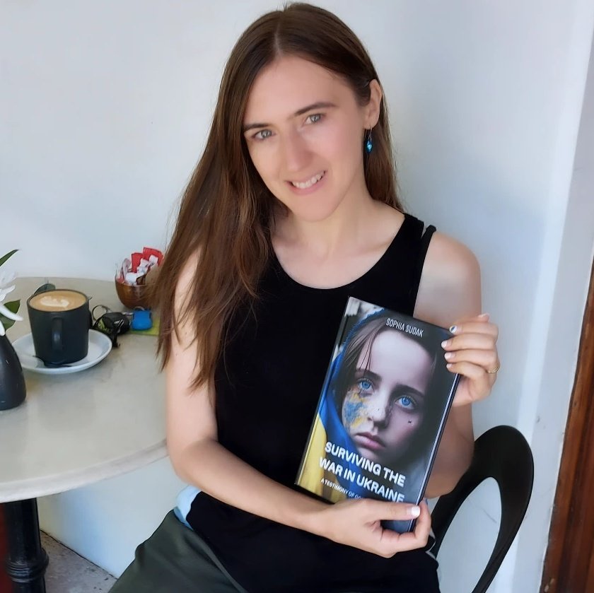 SudakSophia's tweet photo. First time holding my hardcover copy since published on amazon on 24th February!!! #survivingwarinukraine #newauthor #Christian #Ukraine #family #firsttimewriter #writingcommunity https://t.co/psP5kZtsF7