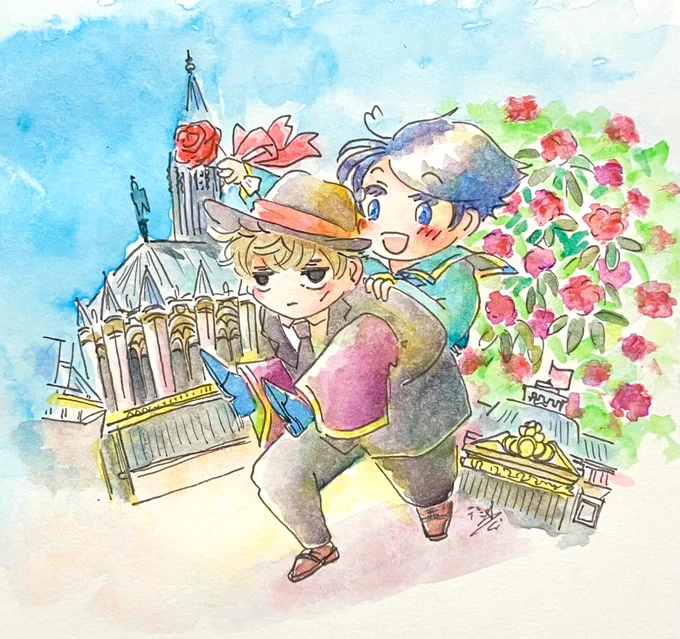 『次の物語の舞台へOn y va!』#透明水彩 