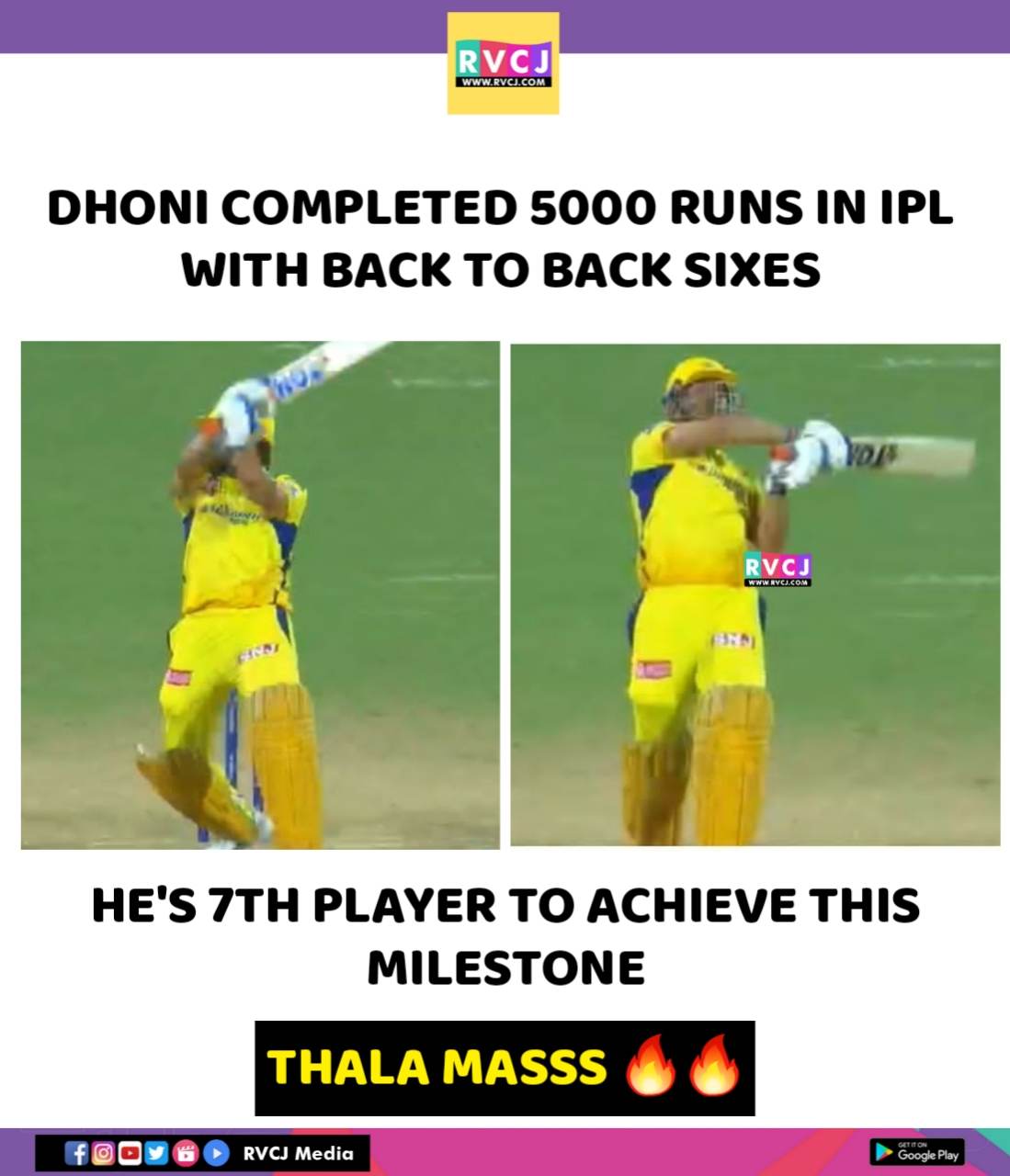 RVCJ Media on Twitter: "5000 Runs in IPL For MS Dhoni #IPL2023 #CSKvLSG https://t.co/G9O8ZxDGhv" / Twitter