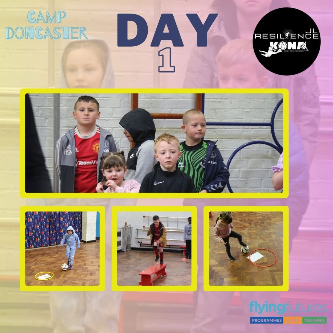 FlyingFutures's tweet photo. 1ST DAY IN BALBY🙌

Plenty of fun happening with @JLRESILIENCE and @kickonacademy as tag races, football races and much more were on show today!

Keep having fun everyone!

#kickonacademy #jlresilience #resilience #day1 #campdoncaster #doncaster #doncasterisgreat https://t.co/LNqgUfi3XE