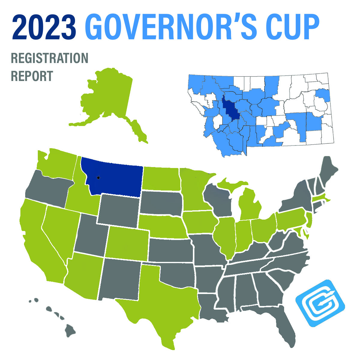 GovCupMT's tweet photo. Our maps are starting to fill up with green and blue. With a little more than two months to go before race weekend we have runners from 22 states and 30 Montana counties coming to Helena on June 10. Join the fun by registering today.

Sign up ➡️ https://t.co/XZnr5SHufT https://t.co/ngXqpXAjSo