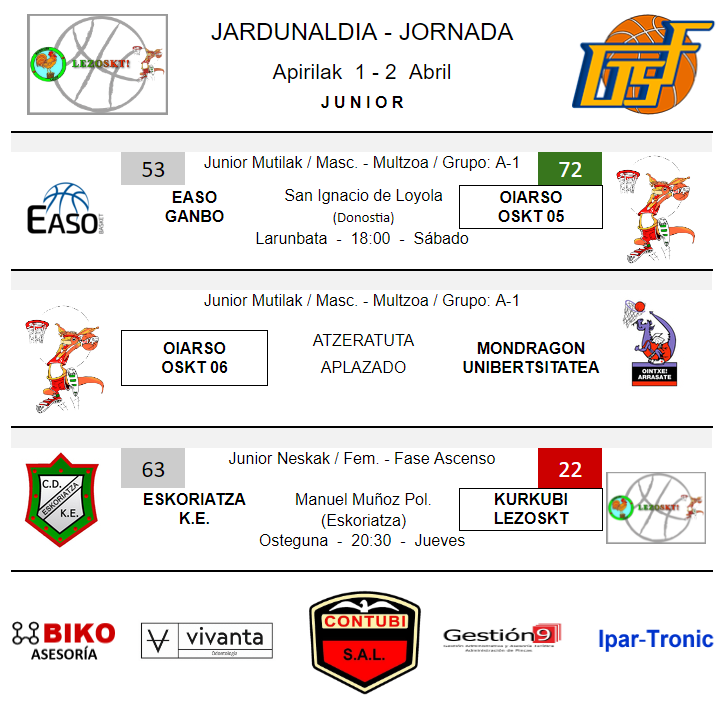 oiarsoskt's tweet photo. ㅤ
🏀Asteburuko emaitzak🏀

- - -
🏀Resultados del finde🏀

#guoiarsogara https://t.co/FBER6BIr16