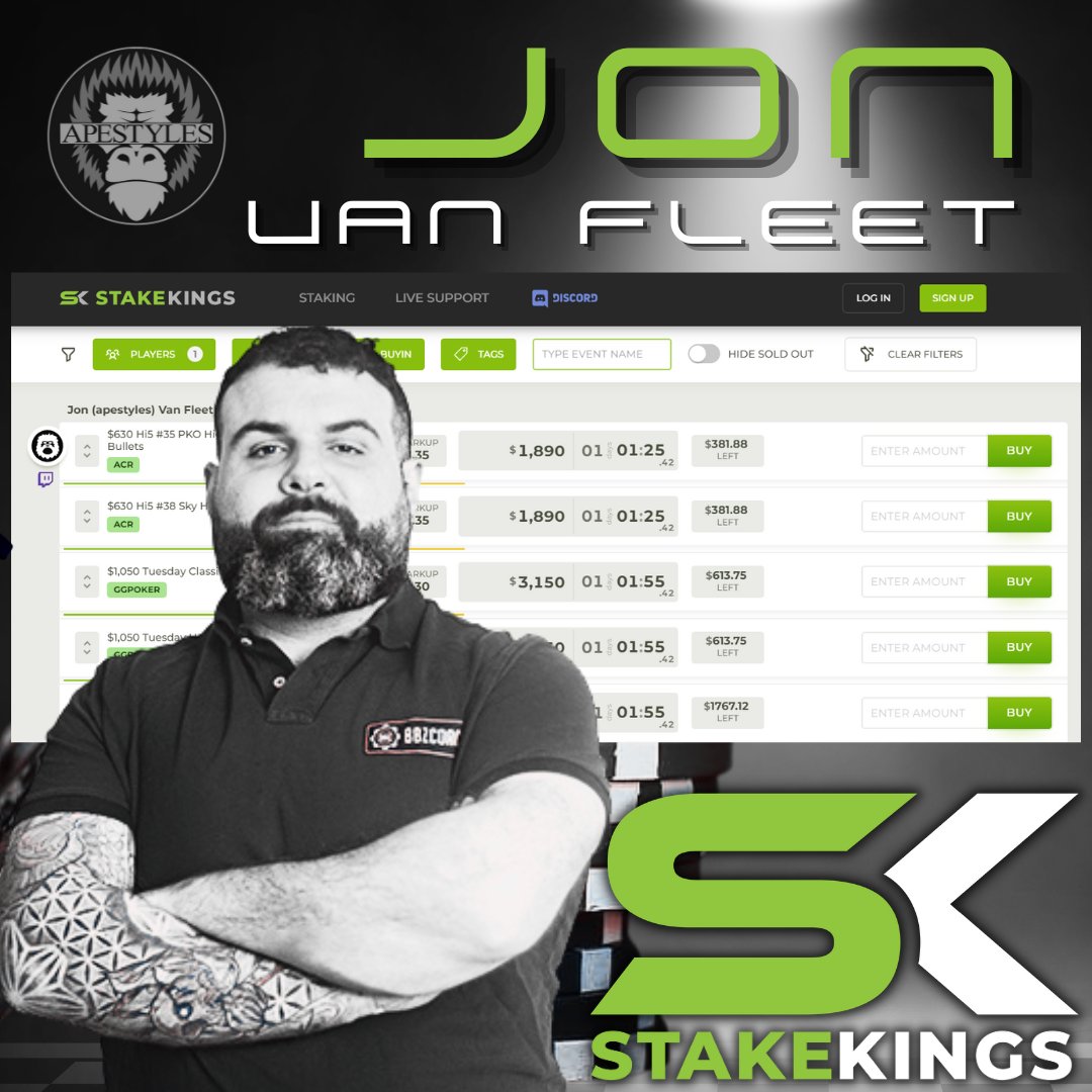 All new Tuesday <a href="/ACR_POKER/">ACR Poker</a>, PokerStars &amp; GGPoker action from <a href="/apestyles/">Jonathan Van Fleet</a> is up in the marketplace w/ Thursday &amp; Sunday packages going up soon! Grab yours below &amp; follow live on twitch.tv/apestylespoker!

stakekings.com/player/apestyl…