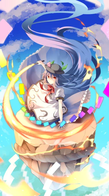 35/100日リクより、東方の比那名居天子。無駄に長く描くの好き。#東方Project 