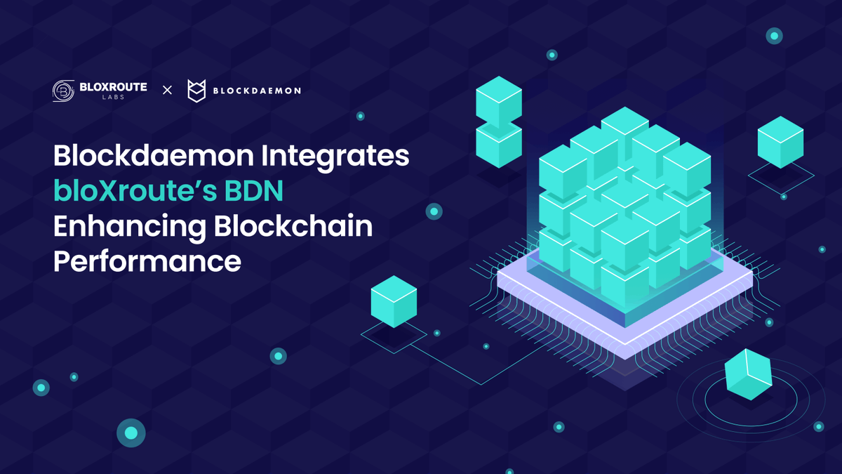 bloxroute's tweet photo. We’re excited to share the news of our newest partnership with @BlockdaemonHQ!

Together we’ll continue to revolutionize the world of #DeFi trading by providing users with unparalleled speed and efficiency

https://t.co/I42b3ZTQuU https://t.co/J9oLbqIvyK