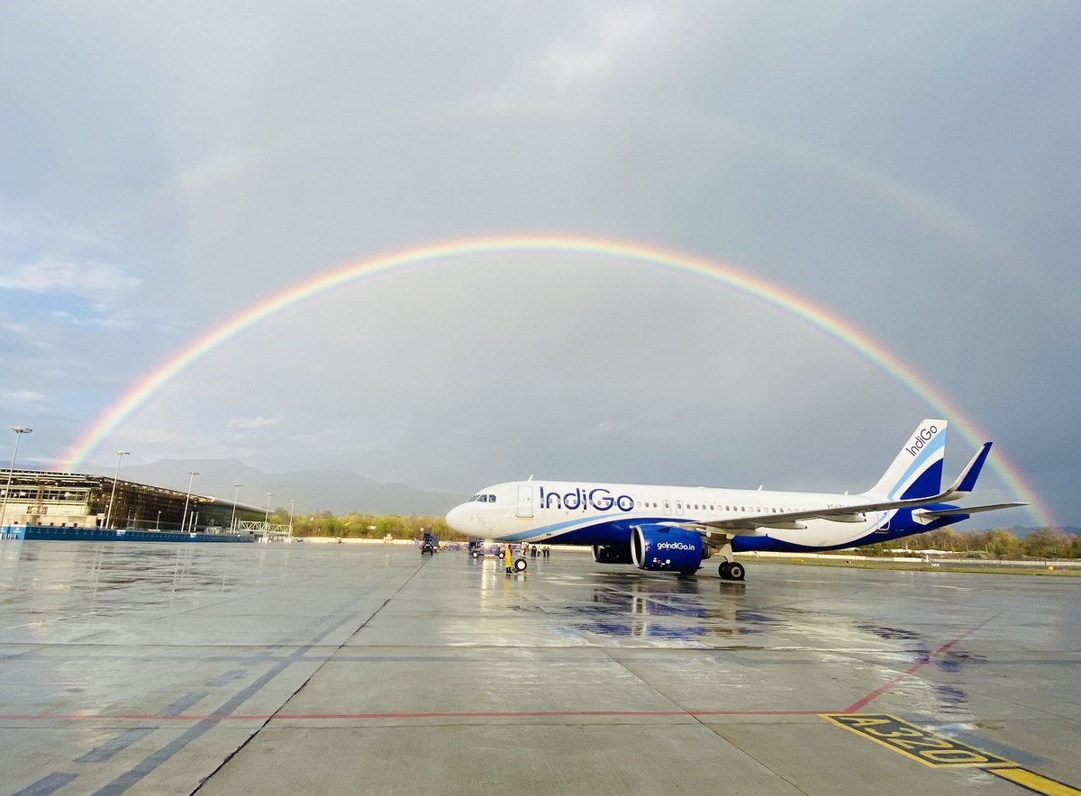 Just landed against the perfect backdrop 🌈. #goIndiGo #IndiaByIndiGo