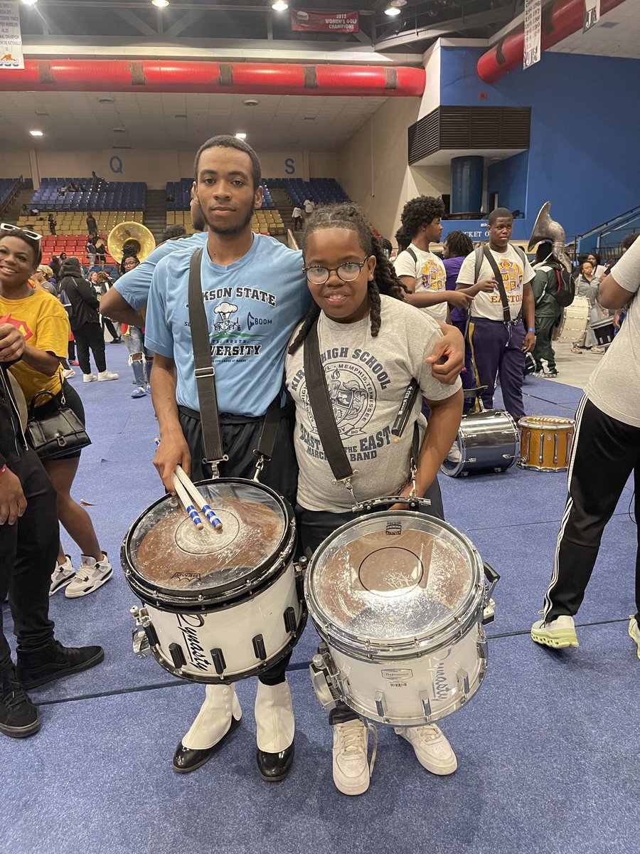 SchoolKirby's tweet photo. Cougar Nation,
This past Saturday, members of the KHS Beast From The East Band spent a day @JacksonStateU & the Sonic Boom of the South, interacting with their counterparts from JSU!
#KirbyStrong
#CougarNation
#wearebuiltforthis
#MSCSTogether https://t.co/DfhvW99fHv