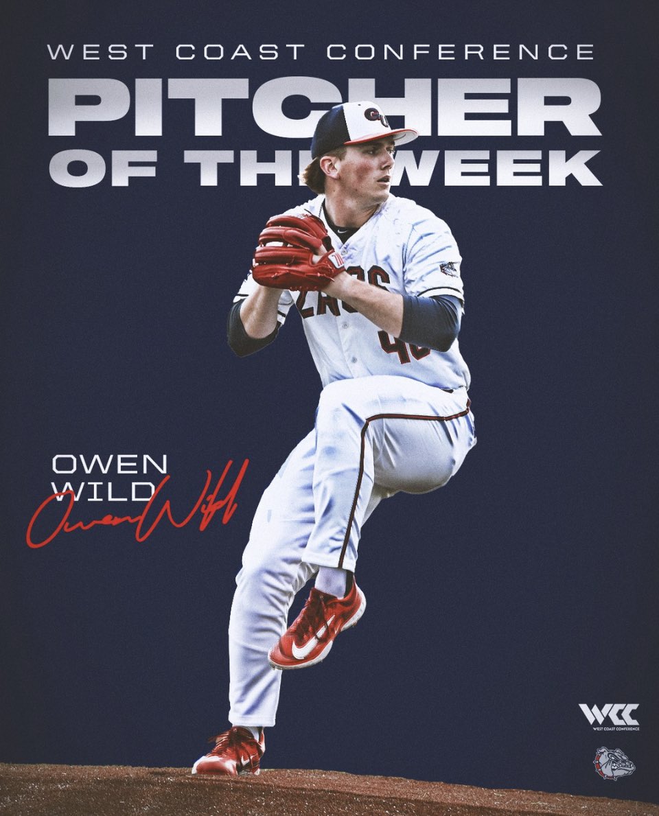After a shutdown 7-frame start against BYU in last week's series opener, @wildowen7 has been named @WCCsports Pitcher of the Week! RELEASE 🗞️: bit.ly/3K8oAe2 #GDTBAZ | #GoZags