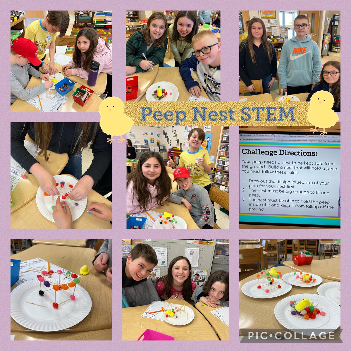 EllenVlachos's tweet photo. 5th grade GT class used their creativity and collaboration skills to solve a Peep nest building challenge.  ⁦@BBPSchools⁩ #BBP #BBPGT #SpringSTEM #creativity #futureengineers https://t.co/PDDJhujvB3