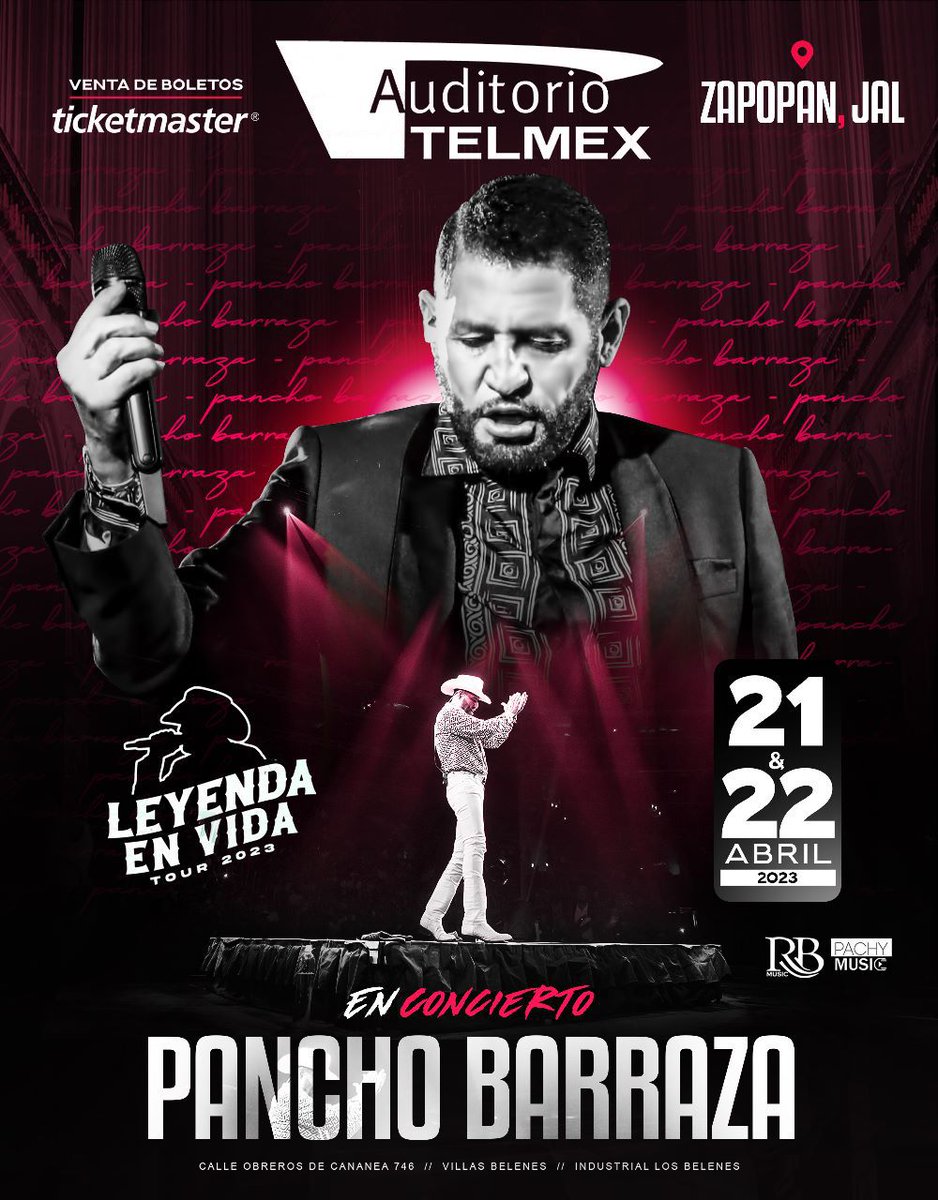 DaycyEsquivel's tweet photo. @panchobarraza20 Regresa a el @auditoriotelmex con su gira #leyendaenvidatour2023 el próximo 21 &amp; 22 De Abril #vivelaexperiencia 

Compra tus boletos por @ticketmaster 

📲 https://t.co/MlYwojx4iQ

#panchobarrazaenconcierto #auditoriotelmex https://t.co/xfTRty5gng