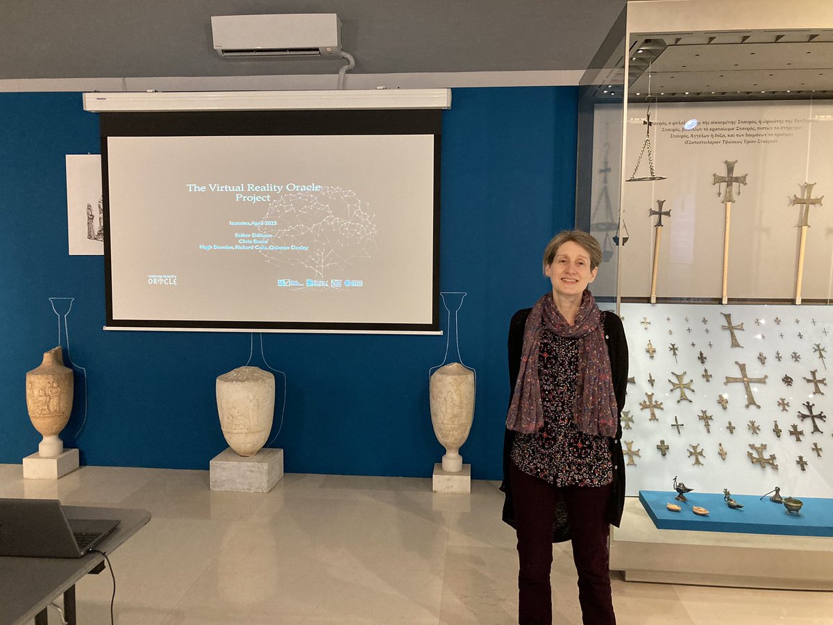 RichardAlanCole's tweet photo. The Virtual Reality Oracle project is on tour! We visited the Archaeological Museum of Ioannina to share the experience of visiting Zeus’ oracle at Dodona in #VR with archaeologists and scientists who worked on the project’s early stages. Tomorrow, a visit to the site itself! https://t.co/ntEWYNR5zB