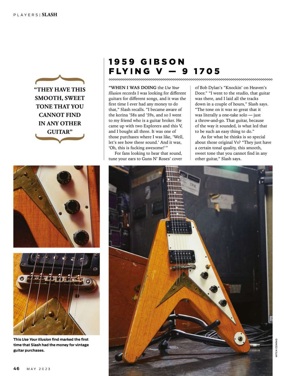 SlashArmy_ARG's tweet photo. ⚡Slash en revista Guitar Player hablado acerca de su gran colección de guitarras. Edición Mayo de 2023⚡

📸: @rosshalfin [3/3]
•
•
•
#slash @slash #guitarplayer #thecollectionslash #slashonmagazine #gunsnroses #smkc #gnr #gnfnr #gibson #bcrich #bcrichmockingbird https://t.co/xqXixV6SSk