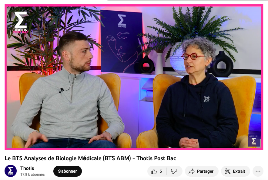 Le BTS ABM  - Claire Mottet, professeur en membre du Bureau de l'@UPBM, présente le BTS Analyses de Biologie Médicale (BTS ABM), les matières étudiées et les débouchés.
<a href="/thotismedia/">Thotis</a> <a href="/CBonnefoySTVST/">Caroline Bonnefoy</a> @jaimelesbiotech 
youtube.com/watch?v=5MAUUs…
