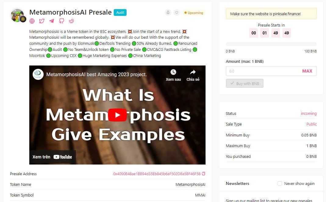 metamorpai's tweet photo. 👀In just a few minutes, the presale will take place 

🔥You only need to spend a minimum of 0.05 BNB to invest $MMAI
Don't let it rise and regret, ready to BUY now 😄🥳 

https://t.co/MhL04qB07v

#presale #bsc https://t.co/RhOaxfN827