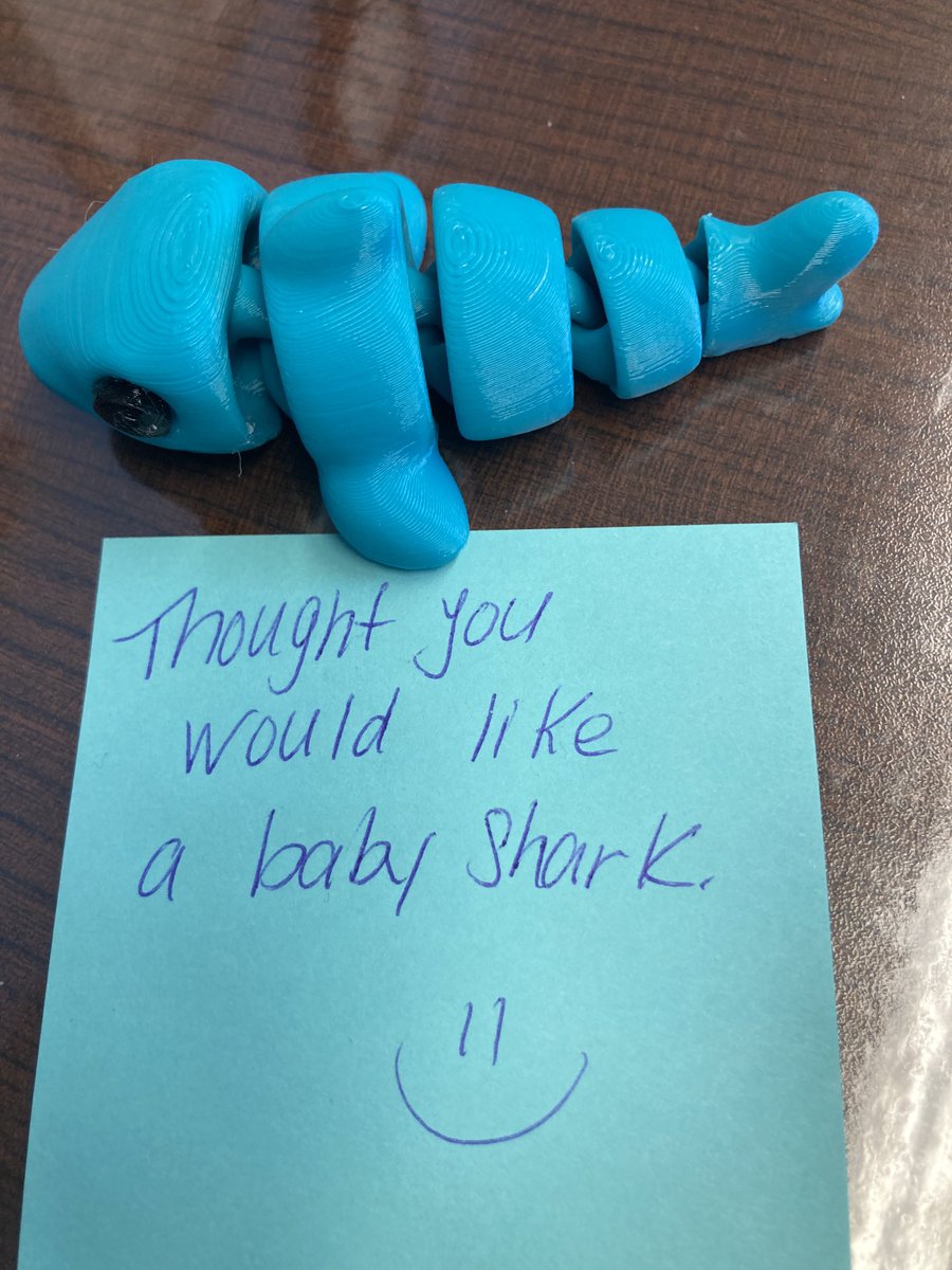 It is great to start your day with your Computer Club teacher and the club making you a baby shark using a 3D printer because one of your favorite songs is Baby Shark. I love the thoughtful culture we have built here. Just one of the many reasons SJG is #1!
