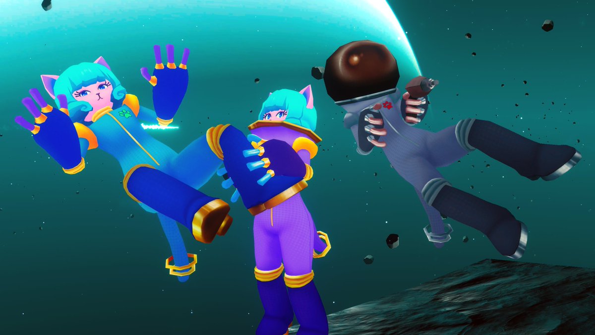 its_moe_VR's tweet photo. Lunar Lizzy reporting for duty, and boldly going where no cat has gone before!

My entry for the VRChat Avatar Jam, made from scratch during the past three weeks! https://t.co/iY7W2VJ3Ba