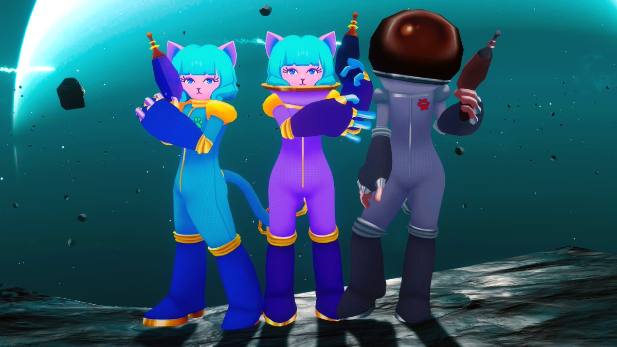 its_moe_VR's tweet photo. Lunar Lizzy reporting for duty, and boldly going where no cat has gone before!

My entry for the VRChat Avatar Jam, made from scratch during the past three weeks! https://t.co/iY7W2VJ3Ba